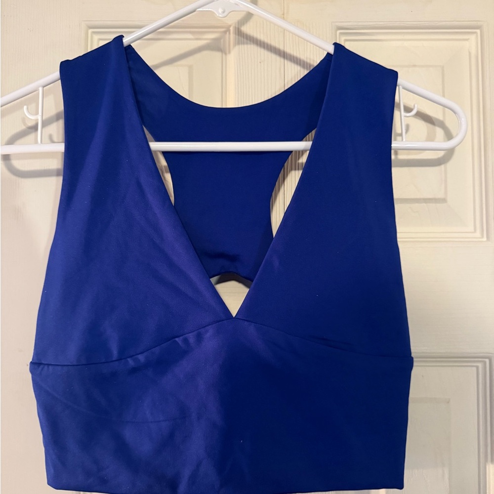 Deep V Racerback Crop Top - Cobalt Blue